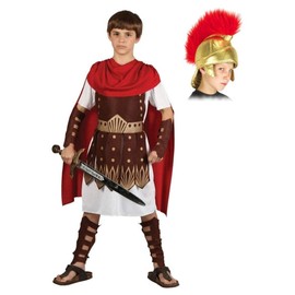 A2ZFD Boys Roman Centurion Gladiator Sparticus Fancy Dress COSTUME + ROMAN HELMET (SOFT FABRIC): Size: 11 - 13 years