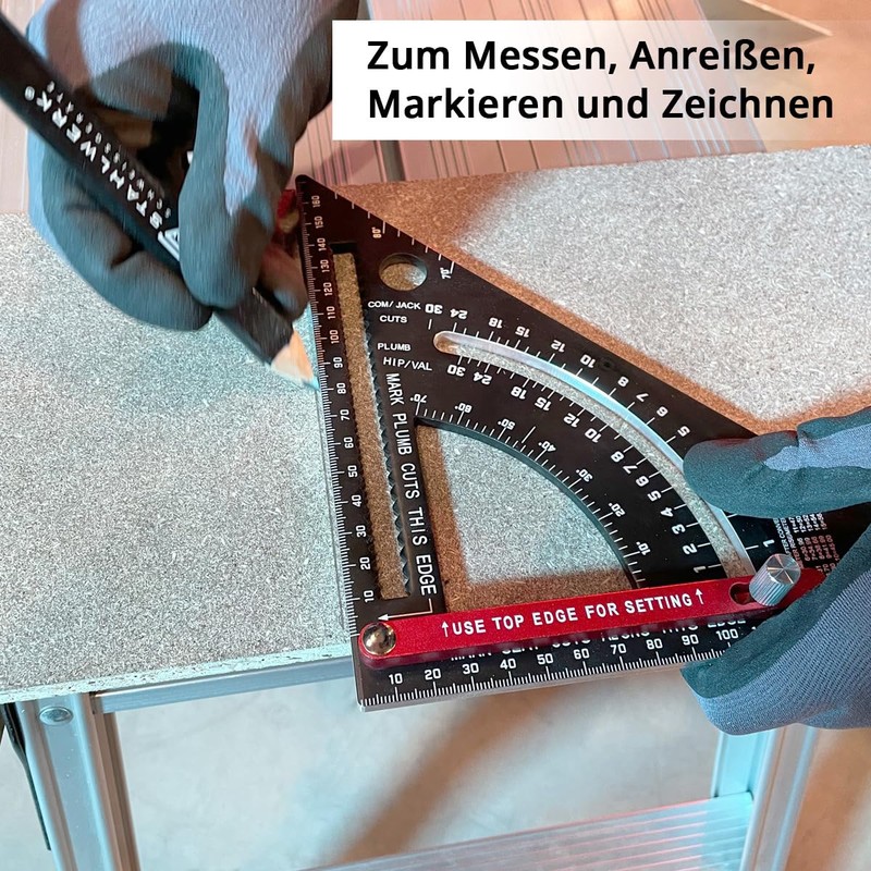 STAHLWERK Angle triangle with stop metric aluminium protractor, stop angle