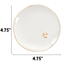 COLLECTIVE HOME - Ceramic Jewelry Tray, Decorative Trinket Dish for Rings Earrings Necklaces Bracelet Watch Keys, Birthday Mother's Day Christmas Gift for Women, 4.75", Glossy (e)