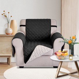 Luxshare 100% Waterproof Recliner Chair Covers Non Slip Covers for Recliner Chair with Pocket, Washable Reclining Chair Protector for Pet(23''Chair,Black/Beige)