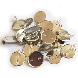 HAND ® 50 Pcs Round Backing/Silver Plate with Badge Pins/Name Badge Pins 25mmW