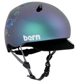 Bern Nino Bike Helmet for Kids, Ages 3-12, Flip Visor, Adjustable fit, Lightweight, CPSC Safety Certified, Metallic Space Splat, Size XS/S