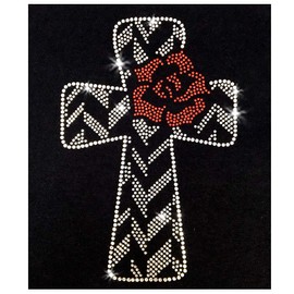 Christus Arose Kreuz Christlicher Glaube funkelnde Kristalle Bling Bügelbild Strass und Strass Transfers für T-Shirts von JCS Rhinestones