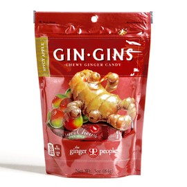 Gin Gins Spicy Apple Chewy Ginger Candy 3 oz each (3 Items Per Order)