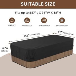 iBirdie - Cubierta impermeable para bañera de hidromasaje, 158 x 97 pulgadas, para 8 x 13 pies, 156 x 96, 154 x 94, 152 x 92, protectores...