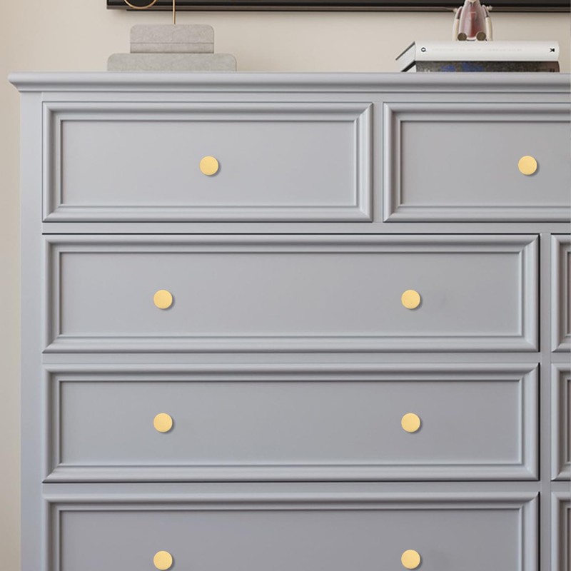 RZDEAL 1.18 Inch Round Gold Knobs for Dresser Knurled Drawer