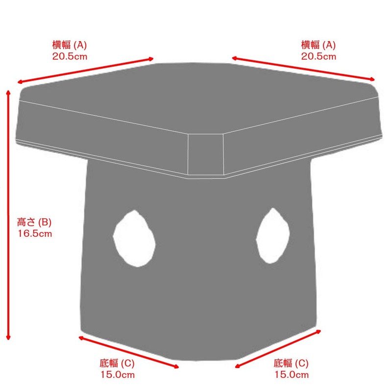 Sanmeny Square Tripo, Resin 7.0 Inch, Vermilion, 5704700800011