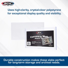 BCW Deluxe Currency Slab for U.S. Bills - 4ct | Clear Polystyrene, Snap-Together Protection Money Case | Ideal for Paper Money Collectors, Museum Quality Display, and Numismatic Preservation