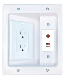 RiteAV RCA-RED Speaker Recessed Wall Plate Cable Concealer Management Kit with Power Outlet Hides Cords and Cables