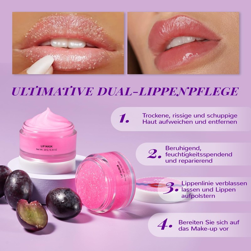 ANAiRUi Lip Masks and Exfoliating Set (Grapes)