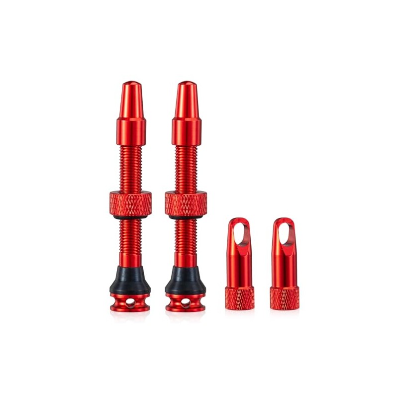 2PCS Bike Tubeless Presta Valve Stem, Red, Integrated Core Removal