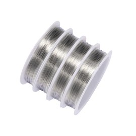 Leliafleury 0.3mm*25m Beading Wire Stainless Steel Jewellery Wire Silver Craft Wire for Jewelry Making Crafts Supplies, 4 Rolls