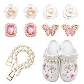Shoe Charms, Pearl Flower Shoes Decoration Ladies, DIY Shoe Accessories Cute Flower Shoes Charm Resin Charm Jewelry Shoes Charm Girl