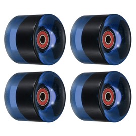 PATIKIL 60mm Longboard Ruedas con Rodamientos ABEC-9, 4 Paquetes Calle Ruedas para Patinetas Crucero Rueda Repuesto 80A, Transparente Azul Rojo