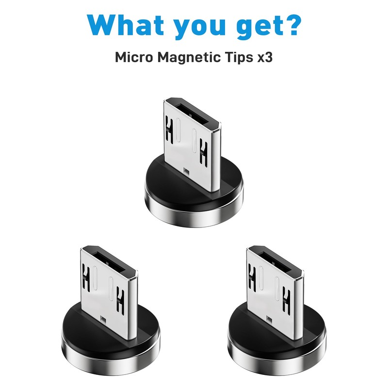 Gourde Magnetic Connector Tips Head for Android Devices (3 Pack),