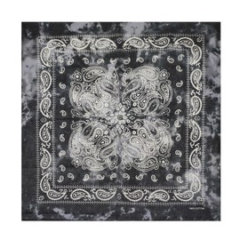 Trifong Bandana, Unisex, 100% Cotton, Cashew Nut Pattern, Paisley Handkerchief, Large, 21.7 x 21.7 inches (55 x 55 cm), Tie Dye Black