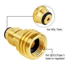 Hooshing 2 Pack Propane Tank Adapter Converts POL LP Tank Service Valve to QCC1/Type1 Hose or Regualtor Soild Brass - Old to New Connection