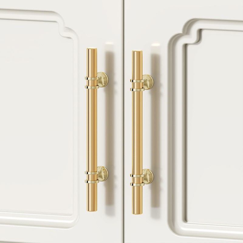 Rergy Cabinet Handles Drawer Pulls and Knobs, 5Pack Gold 3inch