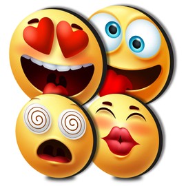 Walarky Emoji Round Metal Hob Covers 4-Piece Stove Plate Cooker Hob Covers for Cookers Top Burner Protector Kitchen Cookware Accessories Modern Cooktop Kitchen Decor