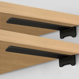 Floating Shelf Brackets Heavy Duty Industrial Garage Shelf Bracket for Corners Black Metal Wall Mount Hardware for Wood Shelf Support Without Wood Board