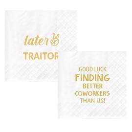 Going Away Party Decoration Gift Napkins for Coworker, Farewell, Leaving Party Dessert Napkins Supplies Favors for Colleague Boss, Good Luck Finding Better Coworkers & Later Traitor Napkins
