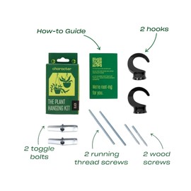 Character The Plant Hanging Kit with Toggle Bolts, Hooks, Screws, and Instructions for an Easy, Heavy Duty Ceiling Installation, Black