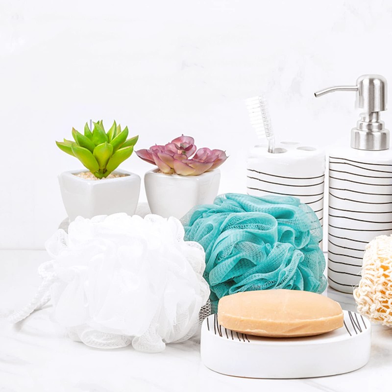 Pufs de malla (60 g/pc) esponja de baño y ducha