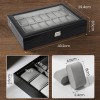 UTEN 24 Slots Watch Box Large PU Leather Jewelry Organizer