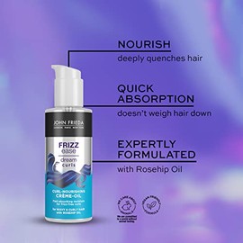 John Frieda Frizz Ease Dream Curls - Aceite de crema de rizos de absorción rápida y nutritiva para rizos suaves y definidos, 3.4 fl oz para cabello on