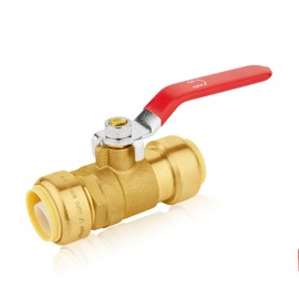 1-PC HeSun Push Fit Ball Valve, 1/2-Inch Push-to-Connect Full Port Shut-off Valve for Hot and Cold Water,with 1 Disconnect Clip, PEX,Copper,CPVC, Red(PF-VALVE046)