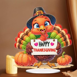 Tabletop Turkey 5D Diamond Art Kits for Adults - DIY Autumn Diamond Painting Kits for Adults Special Shaped Diamonds Dots Kits, Crystal Tabletop Ornaments Single Sided