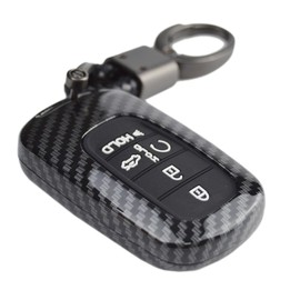 2-Layers Hybrid Combo Carbon Key Fob Cover + Keychain for 2022 2023 2024 2025 Honda Civic Accord CR-V HR-V V Pilot SI EX EX-L Touring Type R