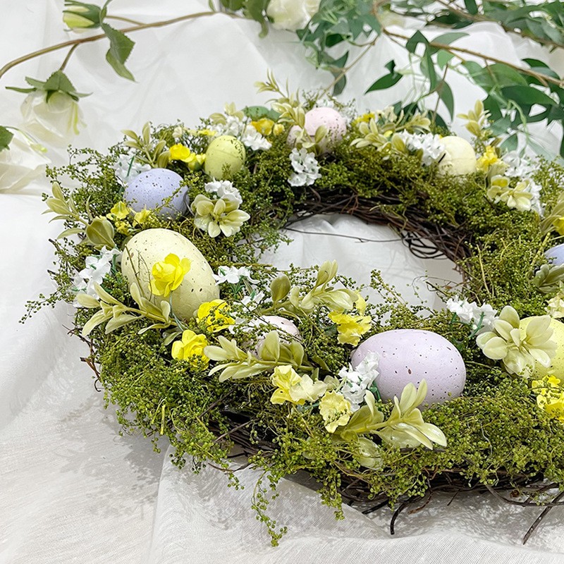 Simulation Easter Egg Wreath with Handmade Natural Plant Easter Decorations