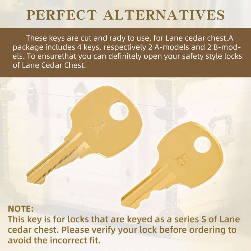 Zookpr 4Pcs Cedar Chest Key Replacement Fits All Lane S