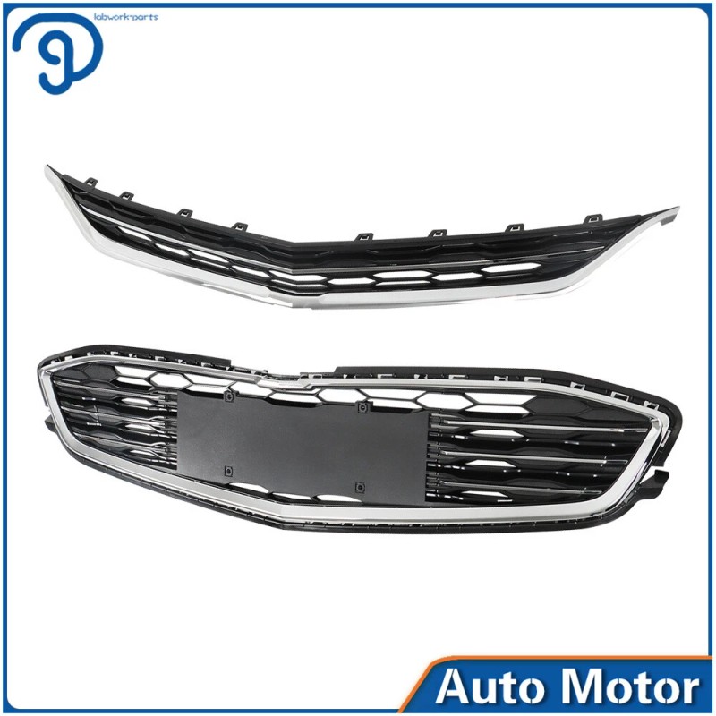 labwork Front Bumper Upper & Lower Grille Chrome & Black