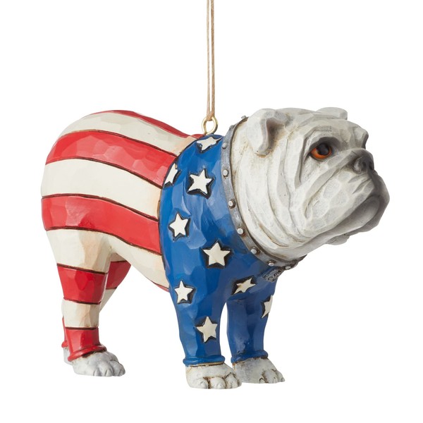 Enesco Jim Shore Patriotic Bulldog Hanging Ornament, 2.87in H