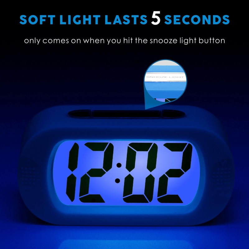 Plumeet Kids Alarm Clock Large Digital LCD Travel Alarm Clocks