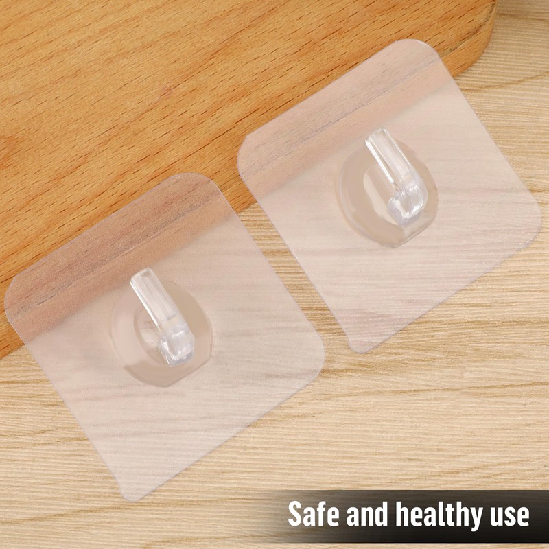 COMNICO 12 Pack Adhesive Hooks Clear Plastic Waterproof Heavy Duty