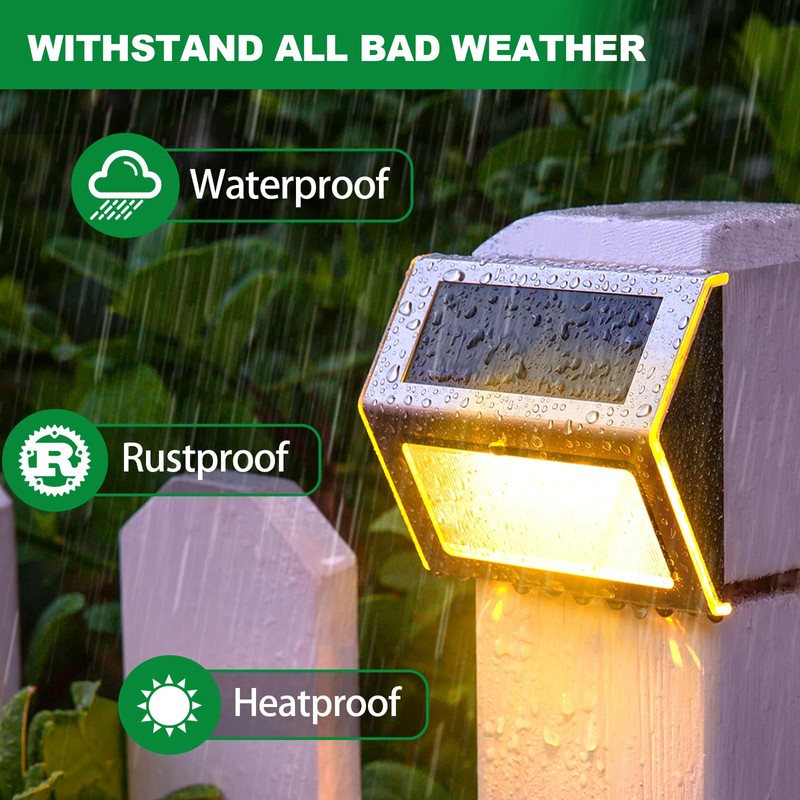 JSOT Solar Lights Outdoor for Deck,Waterproof Solar Powered Steps Light