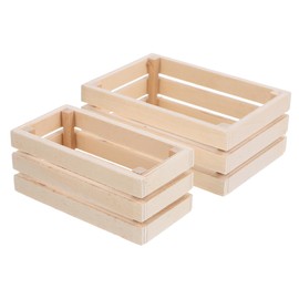 Generic 2pcs Mini Wooden Crates Small Dollhouse Furniture High Simulation Tiny House Decorations Pretend Play Accessories for Micro Scene Storage and Display