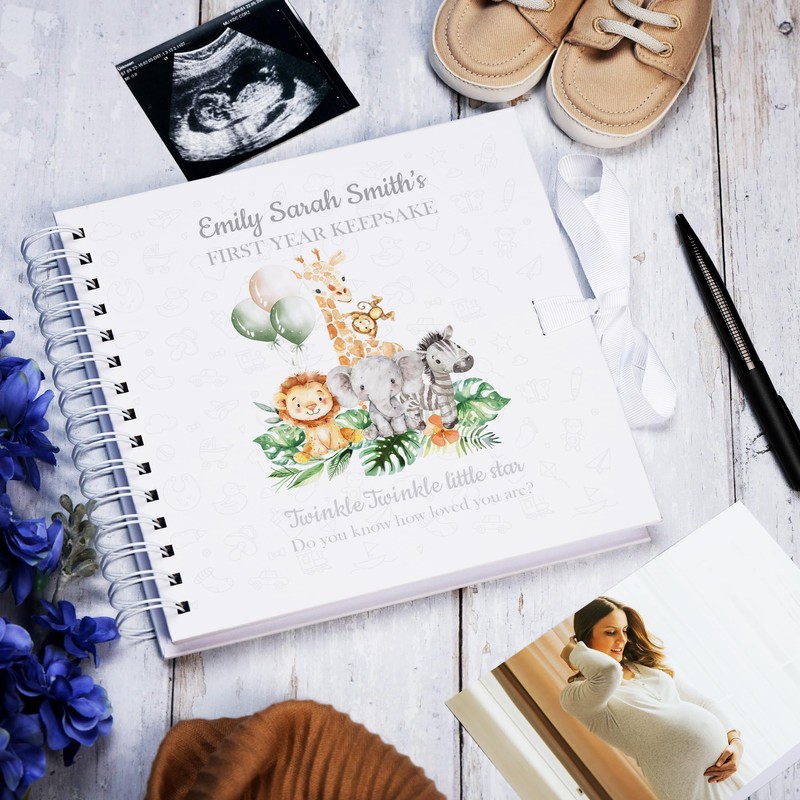 Baby Memory Book and Journal, First Year Milestone Album with