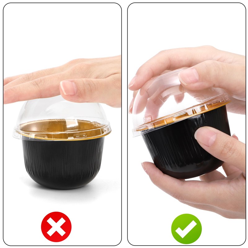 Hacaroa 100 Pcs Aluminum Foil Baking Cups with Dome Lids,