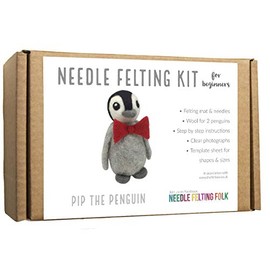 The Felt Box Needle Felting Kit - Pip the Penguin. Designed by Sarah Brown of The Original Needle Felting UK. Makes Two.