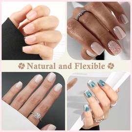 Luckyfairy Extra Short Square Fake Nails, Soft Gel Pre-Shaped Acrylic XS Short Square Nail Tips, Half Matte Full Cover Clear Press on Flase Nail Tips for Nail Extension Home DIY 240pcs/12 Sizes