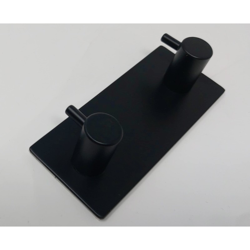 Ganchos Dobles para Toallas, Montaje en Pared, Negro Mate, 9