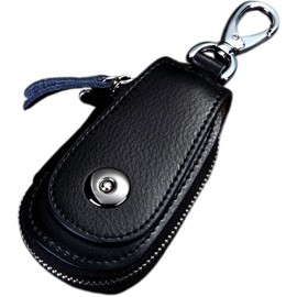 Universal Car Key Fob Case Genuine Leather Car Smart Key Fob Holder for Remote Key Fob 1 PCS (Black, One Size)