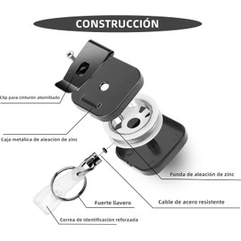 BEAUTY CHOICE 2 Piezas Llavero Retráctil, Yoyo para Gafete con Clip de Metal, Clip Retráctil para Tarjetas de Identificación, Carrete Retráctil con Cable de 23.5 Pulgadas, Porta Llaves Retractil