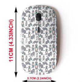 mouse inalámbrico de 2.4 G con bonito diseño de patrón para todas las computadoras portátiles y computadoras de computadora con nanoreceptor, patrón de nutrias grises Kawaii