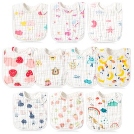 WATINC 10CS Baby Bibs for Boys Girls Absorbent Cotton Dribble Bandana Drool Bibs for Baby Newborn for Feeding and Teething for Boys Girls Unisex Baby Shower Birthday Gift