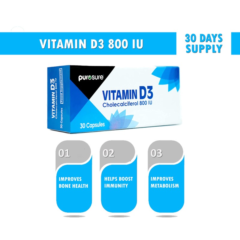 PuroSure Vitamin D3 800 IU - 90 Capsules - 3